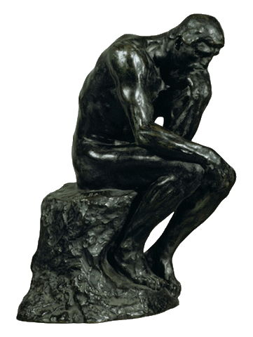 An image of a statue representing a man thinking.